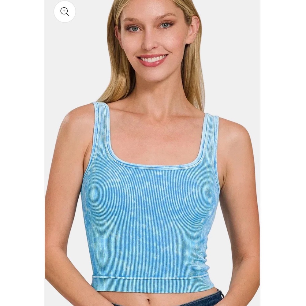 Zenana Outfitters Deep Blue Ribbed tank Top